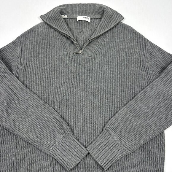 SELECTED HOMME 1/4 zip knit gray sweater large LIKE NEW!!! - Picture 2 of 3